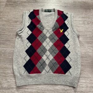Lyle and‎ Scott Vest Adult Small New Zealand 100% Lambswool Argyle Preppy Casual